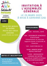 Assemblée Générale de Solidarité Paysans Drôme-Ardèche : 25 mars 2025 à Gervans (26)