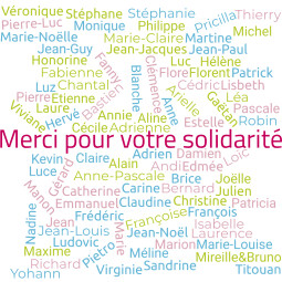 Mur de remerciements de la campagne de dons